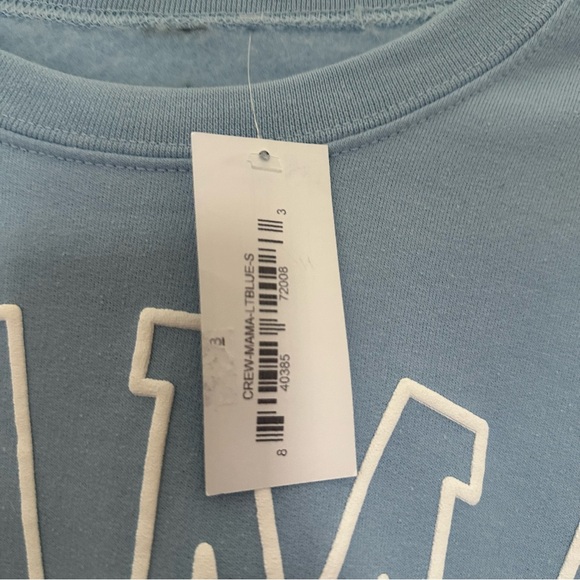 Simply southern Mama Blue Sweater with Pink Bow size S - Picture 3 of 5